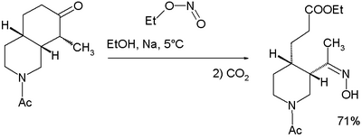 Key step in quinine total synthesis by Woodward / Doering