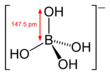 Stereo, skeletal formula of tetrahydroxyborate with a dimension