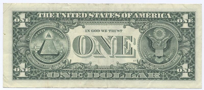 File:United States one dollar bill, reverse.jpg