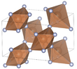 Unit cell of antimony trifluoride. The distorted-octahedral coordination of the fluorine relative to the antimony is visualized.