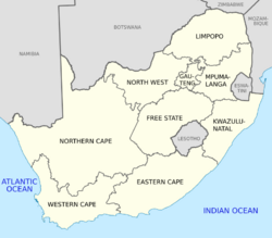 Map of South Africa with English labels.svg