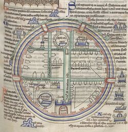 A 12th century diagram of Jerusalem in a round shape