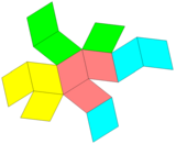 Rhombic dodecahedron net-4color.png