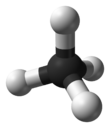 Ball and stick model of methane