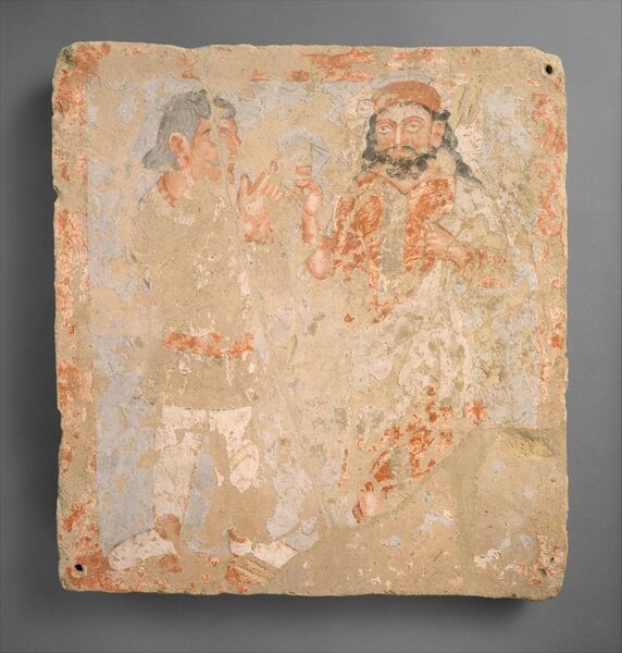 File:Panel with the god Zeus-Serapis-Ohrmazd and worshiper, ca 3rd century CE Kushan.jpg