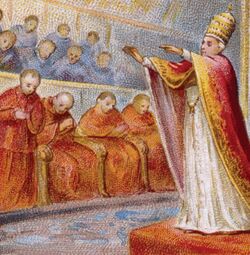 Pope Pius IX at the First Vatican Council (cropped).jpg