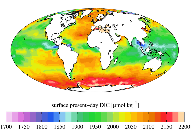 File:Surface ocean present-day DIC concentration, GLODAPv2.png