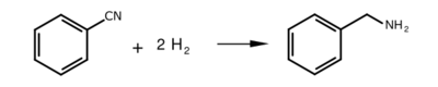 Benzonitrile hydrogenation.svg