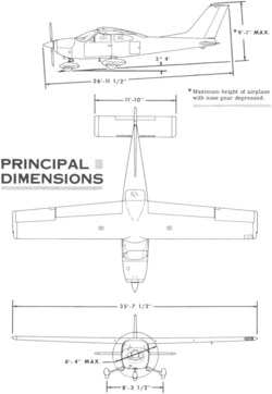 3-view line drawing of the Cessna 177 Cardinal