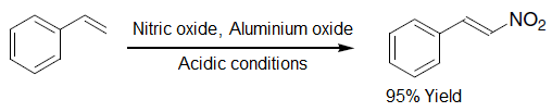 Direct nitration of styrene with alumina catalyst.svg