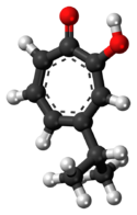 Ball-and-stick model of the hinokitiol molecule