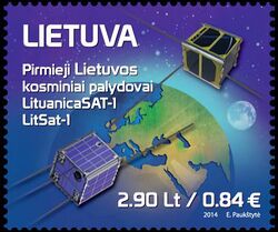 Lithuania satellites stamp 2014.jpg