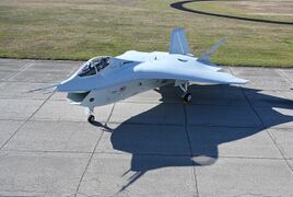 Newly restored X-32 at National Museum USAF 2023 three quarters-2.jpg