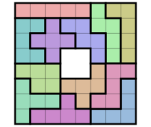 Pentomino Puzzle Solution 8x8 Minus Center.svg