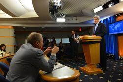 Secretary Kerry Listens to a Question After Giving Remarks on World Press Freedom Day (26704656802).jpg
