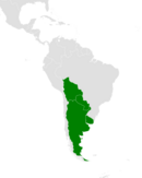 From southeastern Bolivia and western Paraguay to central Argentina