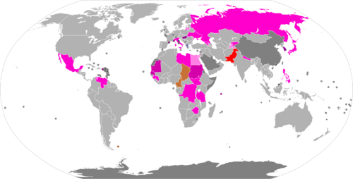 Countries using mixed-member majoritarian electoral systems.