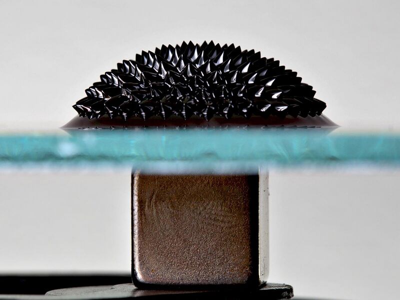 File:Ferrofluid Magnet under glass edit.jpg