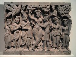 Four Scenes from the Life of the Buddha - Birth of the Buddha - Kushan dynasty, late 2nd to early 3rd century AD, Gandhara, schist - Freer Gallery of Art - DSC05128.JPG