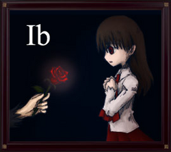 Ib looking at a red rose