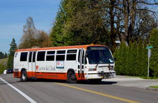 Pioneer Express bus 784 turning into Lewis & Clark campus (2016).jpg