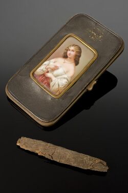 Dr. William Palmer's cigar case with cigar, France, 1840-185 Wellcome L0058788.jpg