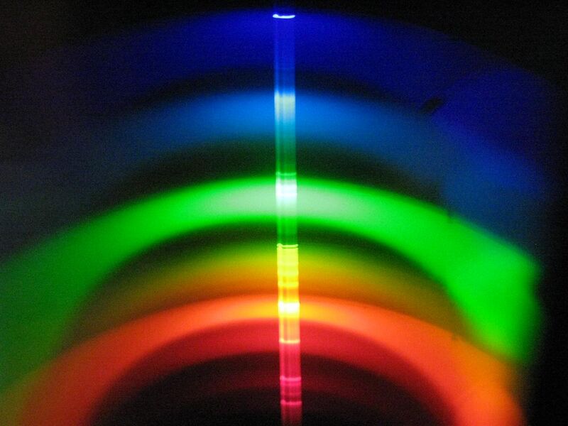File:Helical fluorescent lamp spectrum by diffraction grating.JPG