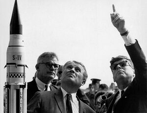 Seamans, von Braun and President Kennedy at Cape Canaveral - GPN-2000-001843.jpg