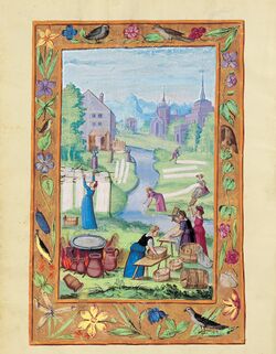Treatise on Alchemy - Women washing clothes Facsimile of the copy in the National Library of France. Ms. All. 113. XVIth century.