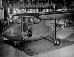 William B Stout shows off his new Skycar I airplane - Detroit Municipal Airport show April 16 1931.jpg