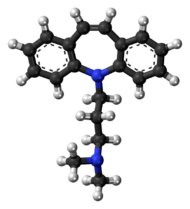 Ball-and-stick model of the depramine molecule