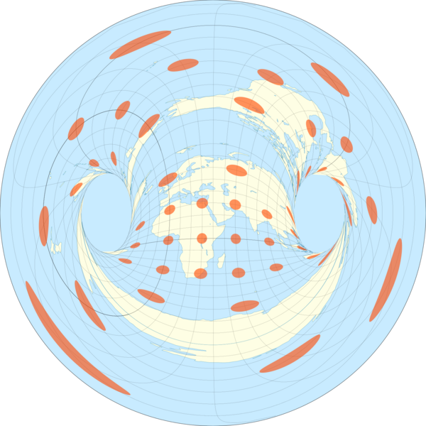 File:Hammer Retroazimuthal with Tissot's Indicatrices of Distortion.svg