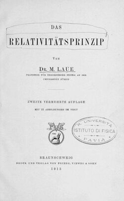 Laue, Max Theodor Felix von – Relativitätsprinzip, 1913 – BEIC 6467296.jpg