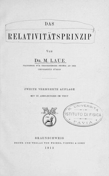 File:Laue, Max Theodor Felix von – Relativitätsprinzip, 1913 – BEIC 6467296.jpg