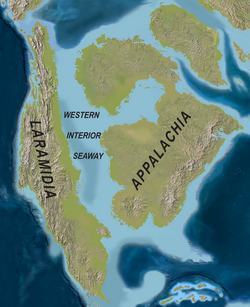 Map of North America with the Western Interior Seaway during the Campanian (Upper Cretaceous).png