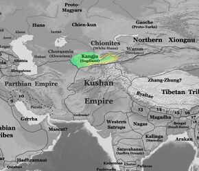 The approximate territory of the Kangju c. 200 CE.