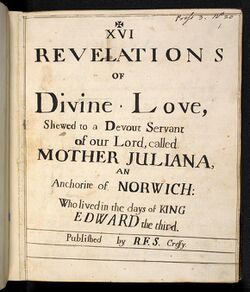 The front page of Revelations of Divine Love (c. 1675, Serenus de Cressey).jpg