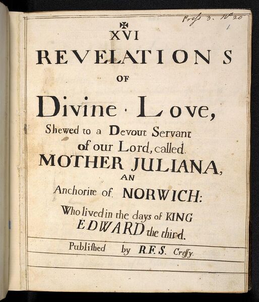 File:The front page of Revelations of Divine Love (c. 1675, Serenus de Cressey).jpg