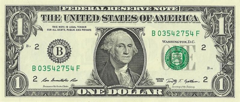 File:US one dollar bill, obverse, series 2009.jpg