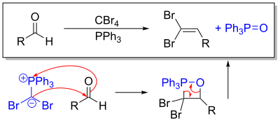 Step 2 in the Corey-Fuchs reaction, doing the Wittig to make the dibromoalkene
