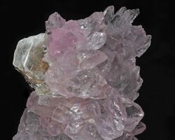 Rose quartz crystals on muscovite