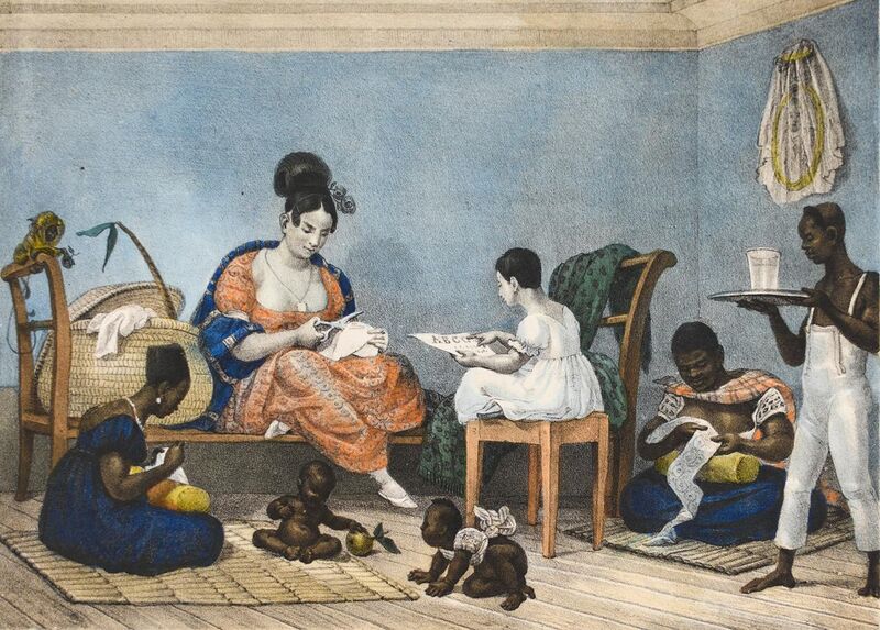 File:Une Dame d´une Fortune Ordinaire dans son Intérieur au Milieu de ses Habitudes Journalières, by Jean-Baptiste Debret 1823.jpg