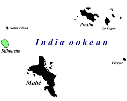 A map showing the location of Silhouette Island within the Seychelles.