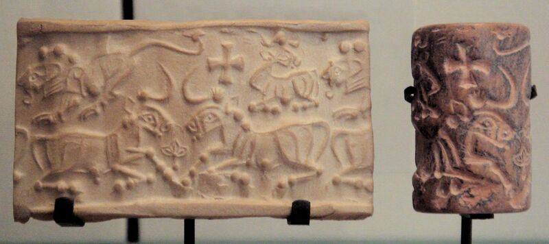 File:Susa III or Proto-Elamite cylinder seal 3150-2800 BC Louvre Museum Sb 6166.jpg