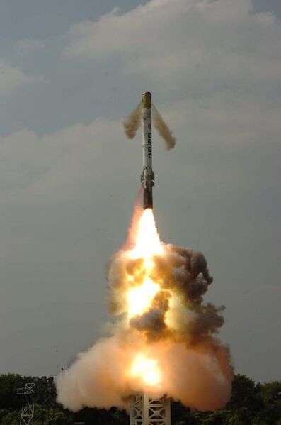 File:DRDO successfully test fired canister-launched surface-to-surface missile 'Shourya' from ITR Balasore, Orissa on November 12, 2008.jpg