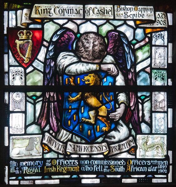 File:Dublin St. Patrick's Cathedral North Transept Window King Cormac of Cashel Detail Irish Royal Regiment 2012 09 26.jpg