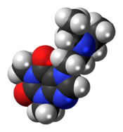 Ball-and-stick model of the etamiphylline molecule