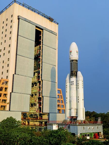 File:GSLV-Mk III-D1 being moved from Vehicle Assembly Building to second launch pad.jpg