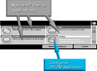 HP OXP Top Level Menu Button.