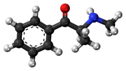 Ball-and-stick model of the methcathinone molecule